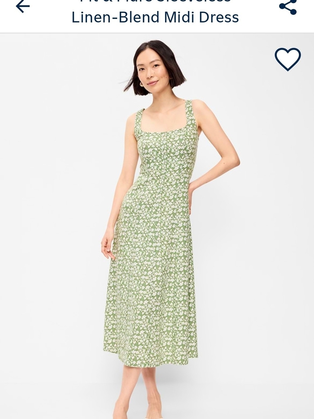 Old Navy Green Maxi Dress with White Floral Print